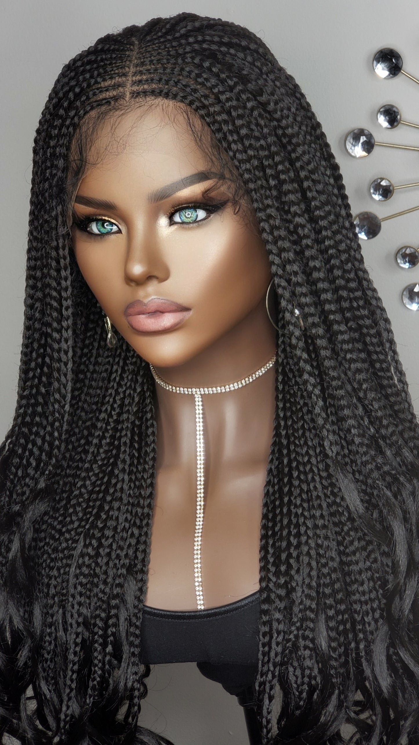 Middle Part French Curl Box Braids 26"